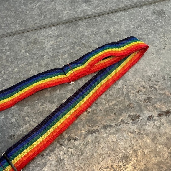 Rainbow Suspenders and Belt One Size Adjustable Vintage Retro 70s Smiley Face - Picture 9 of 9